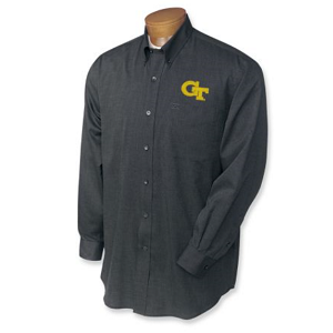 Georgia Tech Yellow Jackets Men's LS Nailshead Sport Shirt - Black
